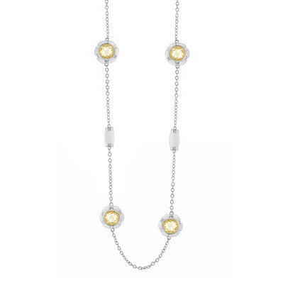 Prince Charming Necklace by Lauren G Adams, silver chain with yellow gemstone settings on Tampa Home & Garden Store