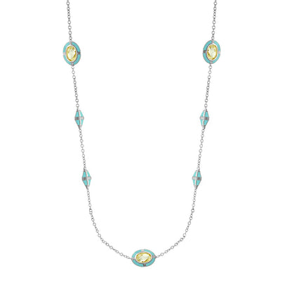 Prince Charming Necklace by Lauren G Adams with turquoise and yellow gemstone on silver chain on Tampa Home & Garden Store