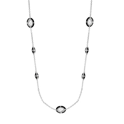 Prince Charming Necklace by Lauren G Adams, silver chain with black enamel stations on Tampa Home & Garden Store