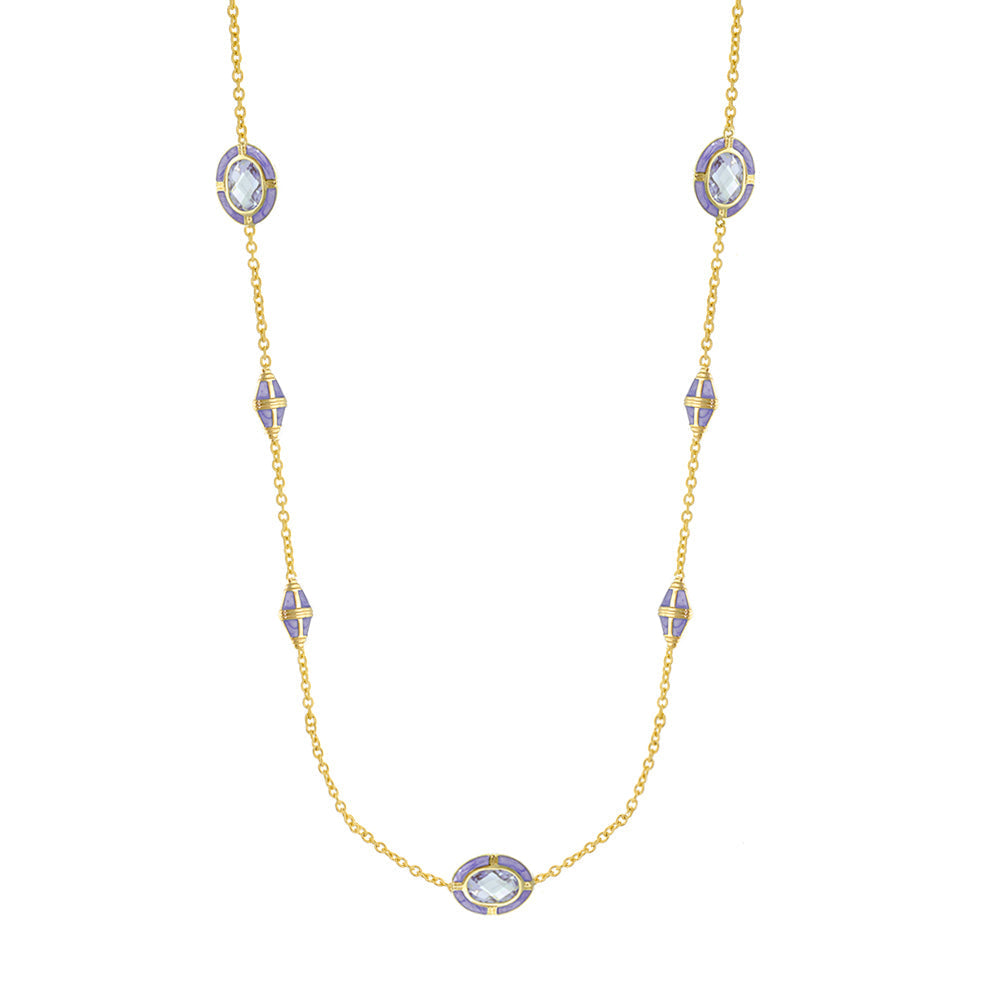 Prince Charming Necklace by Lauren G Adams, gold-tone statement necklace with purple enamel on Tampa Home & Garden Store