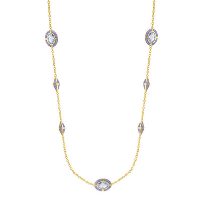 Prince Charming Necklace by Lauren G Adams, gold-tone statement necklace with purple enamel on Tampa Home & Garden Store