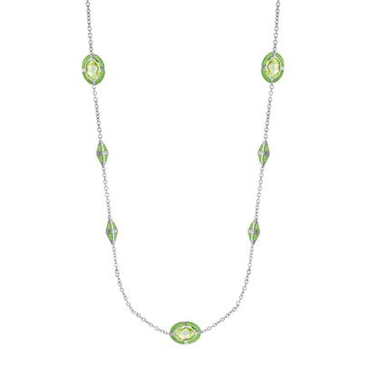 Prince Charming Necklace by Lauren G Adams with lime green stones on silver chain on Tampa Home & Garden Store