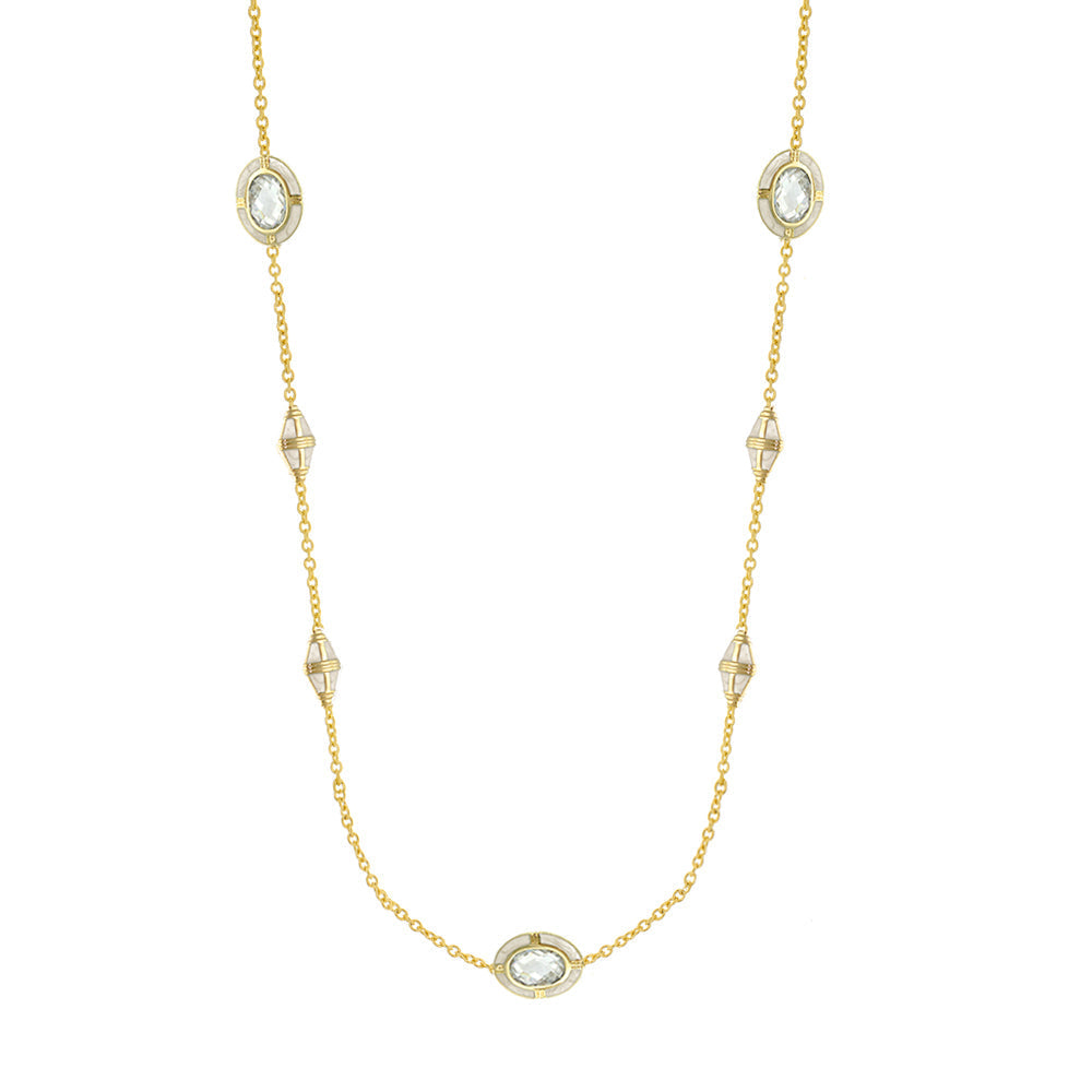 Prince Charming Necklace by Lauren G Adams, gold-tone statement necklace with oval bezels on Tampa Home & Garden Store