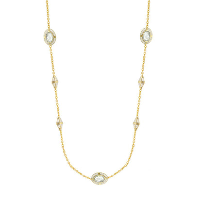 Prince Charming Necklace by Lauren G Adams, gold-tone statement necklace with oval bezels on Tampa Home & Garden Store