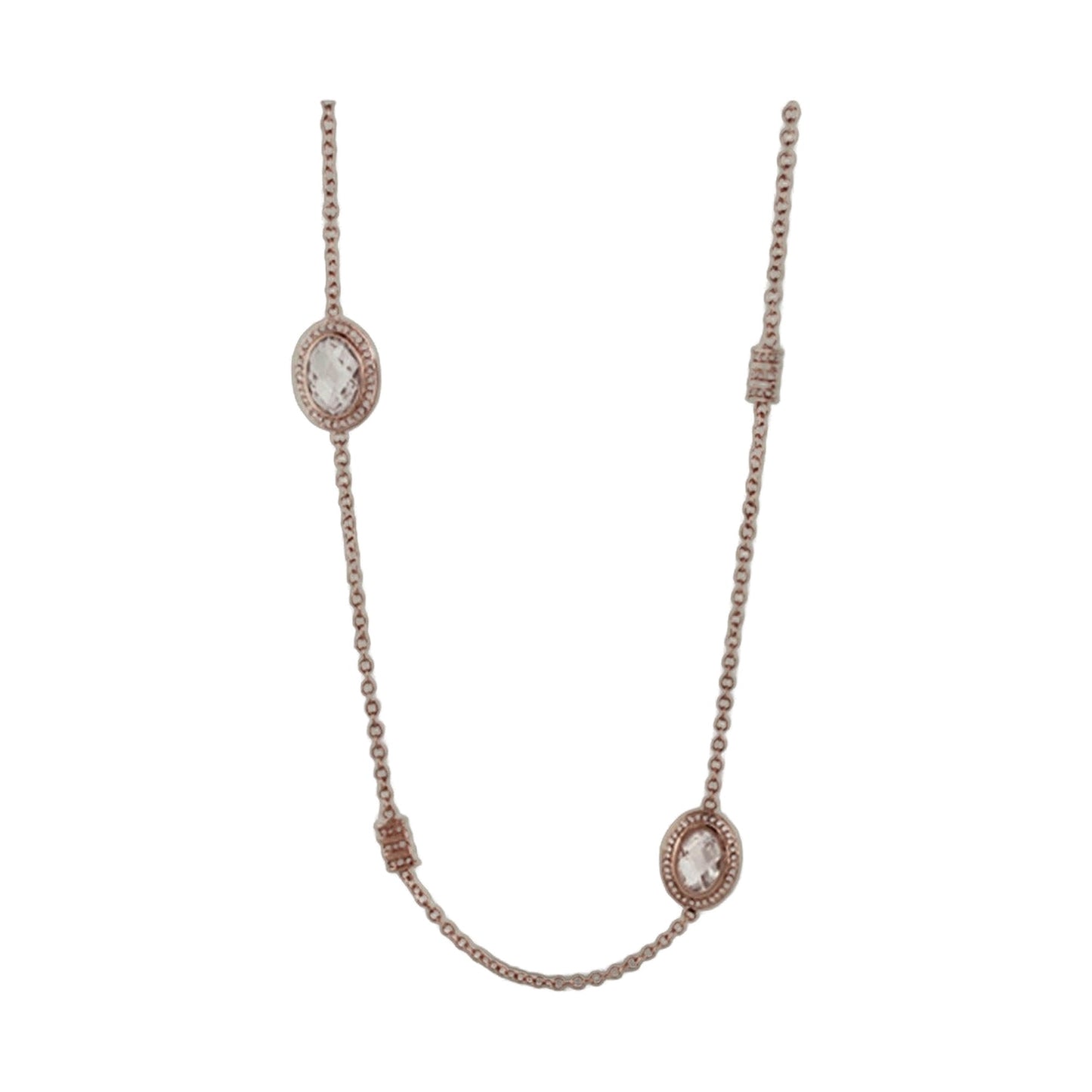 Classic Charm Necklace rose-gold chain with oval clear pendant halo setting, 2 pcs on Tampa Home & Garden Store