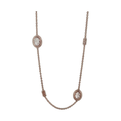 Classic Charm Necklace rose-gold chain with oval clear pendant halo setting, 2 pcs on Tampa Home & Garden Store