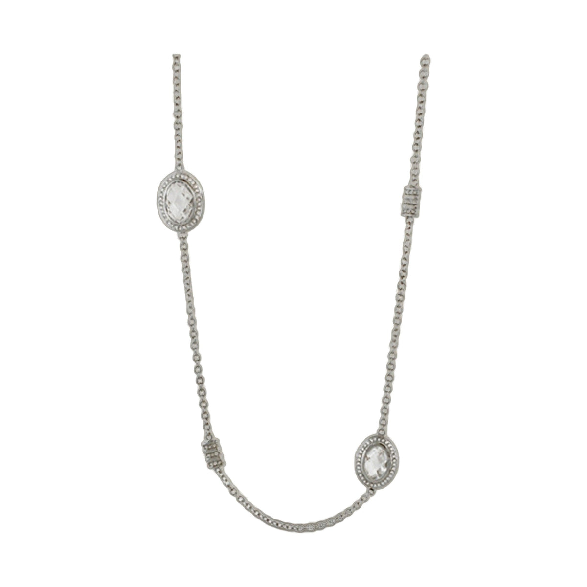 Classic Charm Necklace silver chain with oval crystal pendant and pave halo Lauren G Adams on Tampa Home & Garden Store