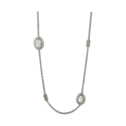 Classic Charm Necklace silver chain with oval crystal pendant and pave halo Lauren G Adams on Tampa Home & Garden Store