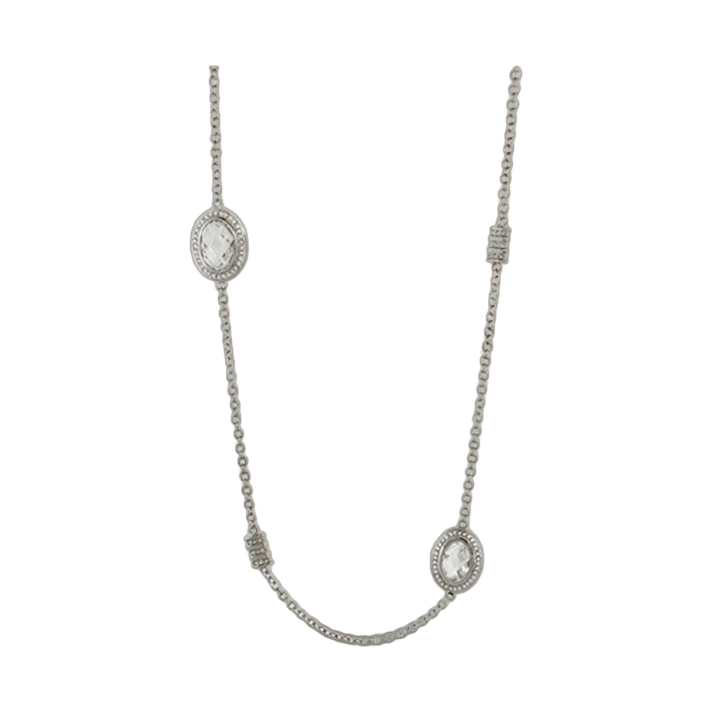 Classic Charm Necklace by Lauren G Adams with oval crystal pendant on beaded chain on Tampa Home & Garden Store