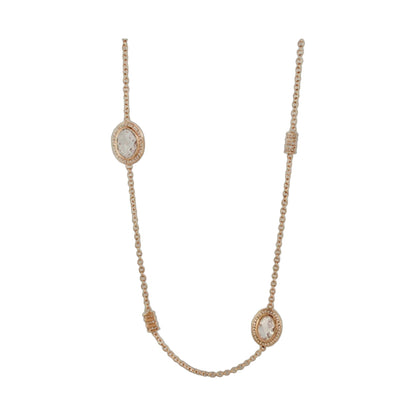 Classic Charm Necklace rose-gold long necklace with oval crystal pendant on Tampa Home & Garden Store