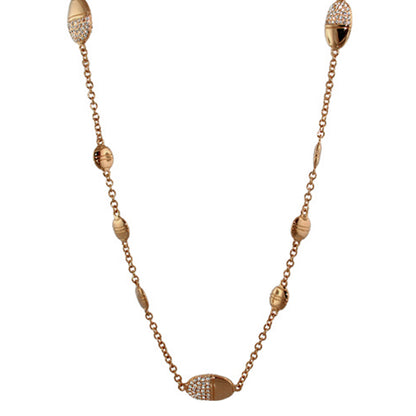 Classic Charm Necklace by Lauren G Adams, long rose gold tone chain with ribbed beads and pave pendant on Tampa Home & Garden Store