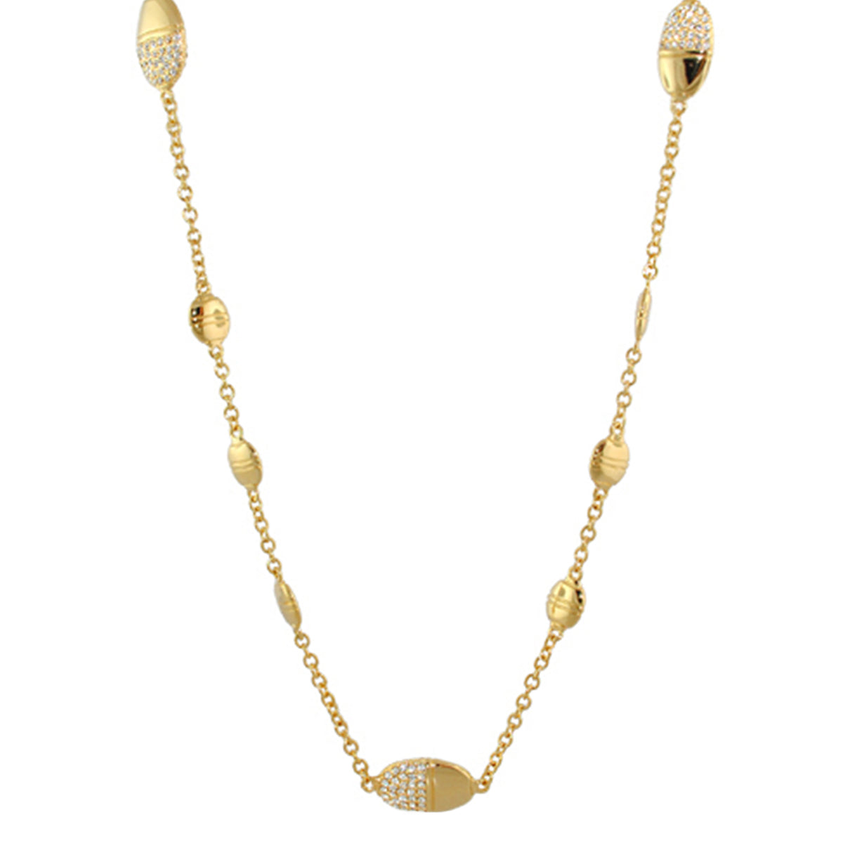 Classic Charm Necklace, gold tone long necklace with shell bead accents by Lauren G Adams on Tampa Home & Garden Store