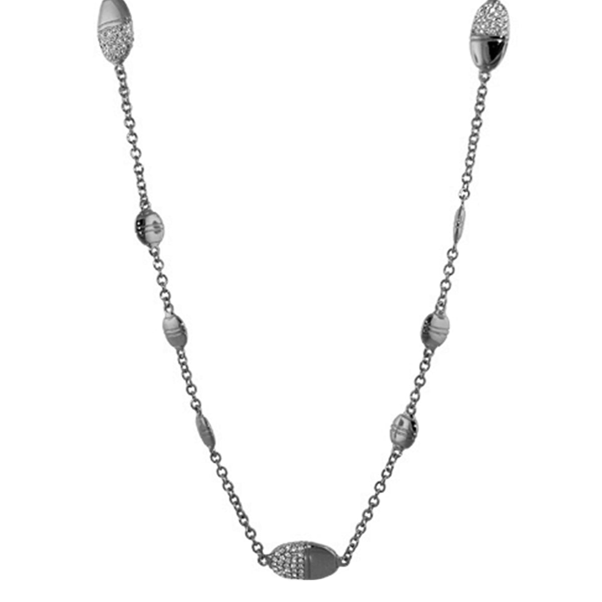 Classic Charm Necklace by Lauren G Adams, long silver-tone chain with pavé-embellished pendant on Tampa Home & Garden Store