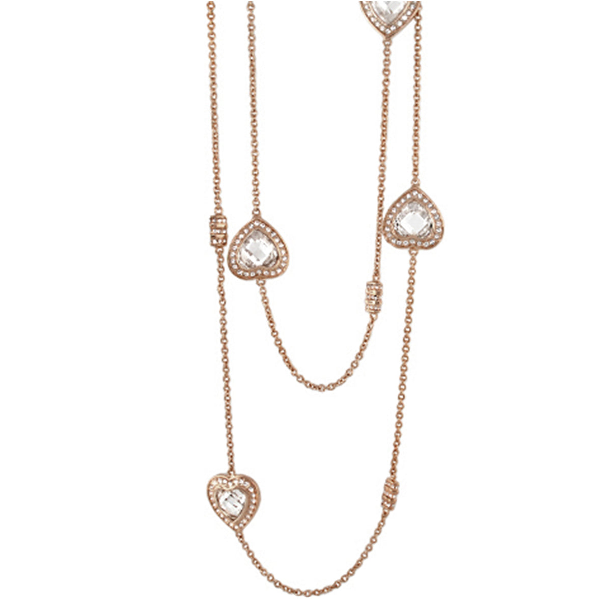 Classic Charm Necklace rose gold tone with crystal heart pendants and layered chain Lauren G Adams on Tampa Home & Garden Store
