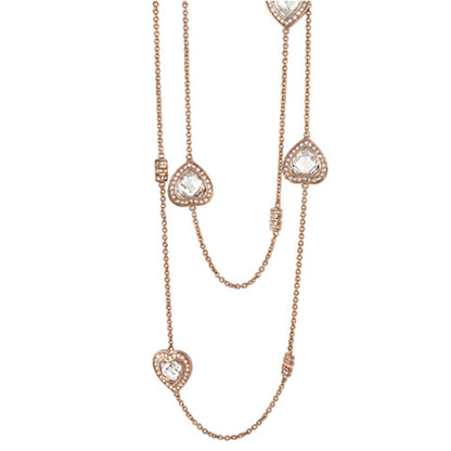Classic Charm Necklace rose gold tone with crystal heart pendants and layered chain Lauren G Adams on Tampa Home & Garden Store