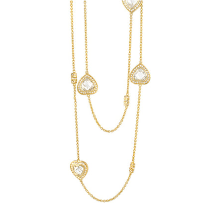 Classic Charm Necklace by Lauren G Adams, goldtone with heart and teardrop crystal pendants on Tampa Home & Garden Store