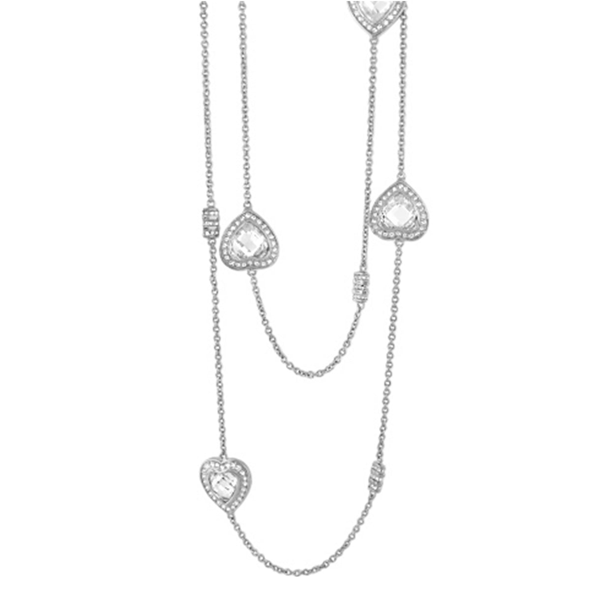 Lauren G Adams Classic Charm Necklace set: two silver-tone heart pendants with layered chains on Tampa Home & Garden Store