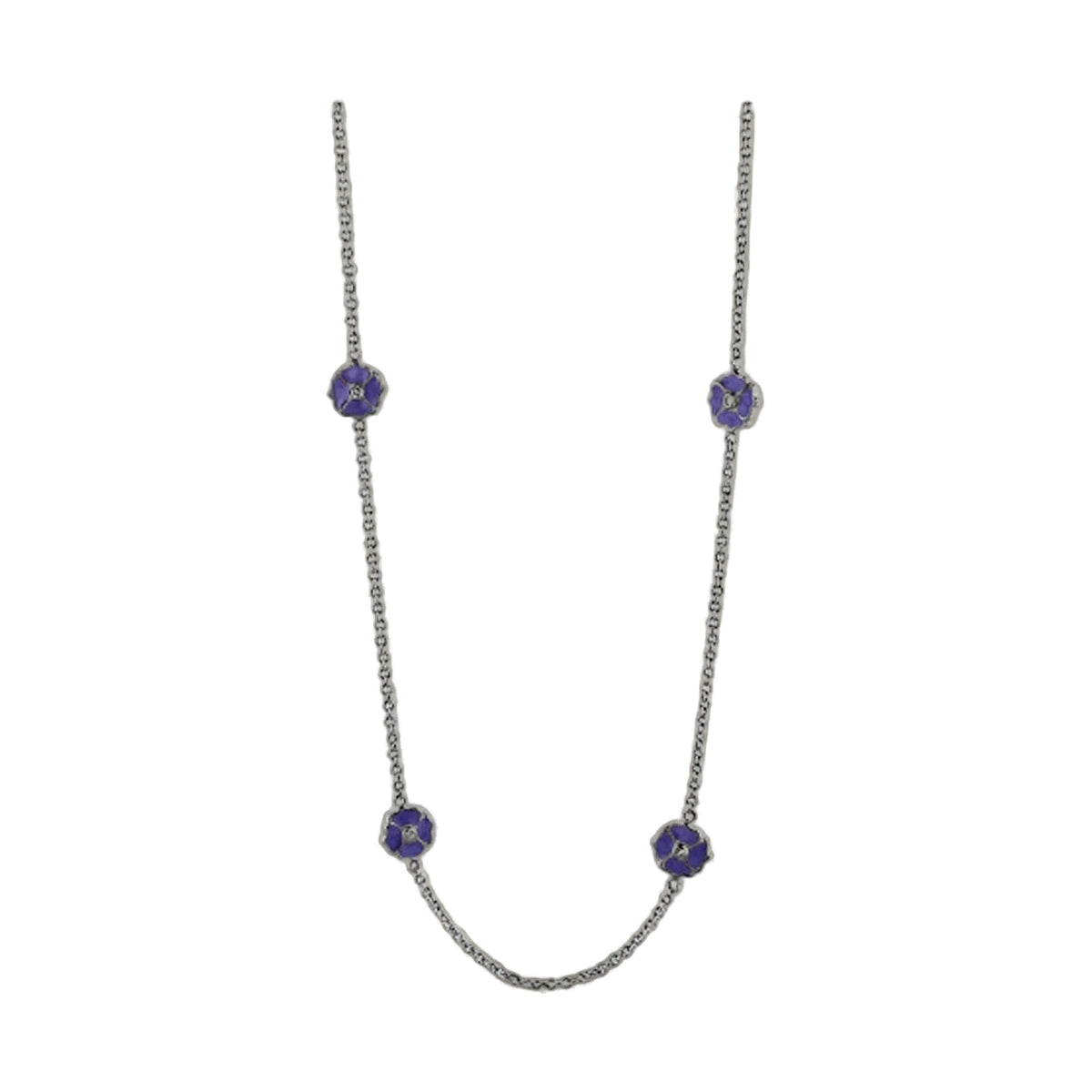 Poppy Love long necklace with purple floral pendant on chain, two pieces Lauren G Adams on Tampa Home & Garden Store