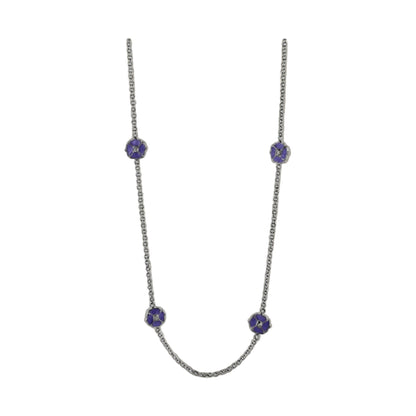 Poppy Love long necklace with purple floral pendant on chain, two pieces Lauren G Adams on Tampa Home & Garden Store