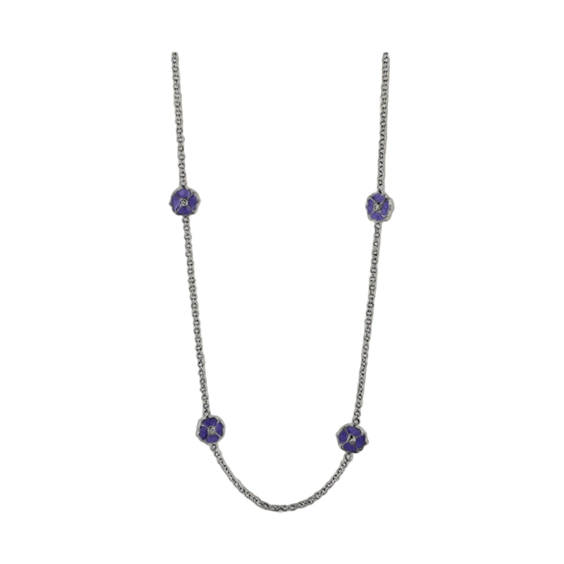 2 Poppy Love long necklaces by Lauren G Adams, silver-tone chain with purple flower charms on Tampa Home & Garden Store