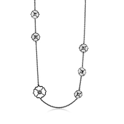 Poppy Love Long Necklace by Lauren G Adams featuring flower charms along a delicate chain on Tampa Home & Garden Store