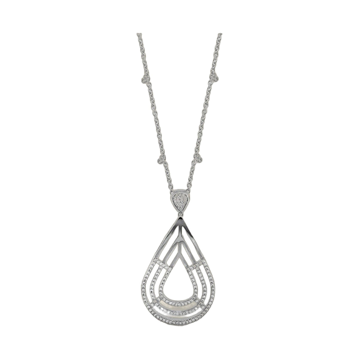 Orbital Pendant Necklace, silver-tone with pave diamond accents, Lauren G Adams on Tampa Home & Garden Store
