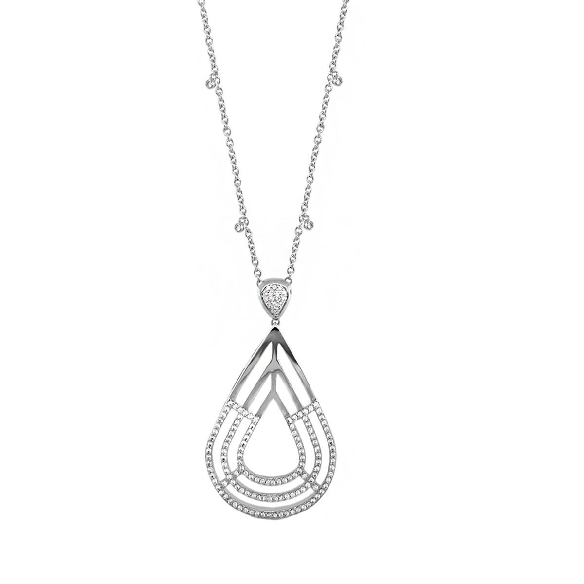 Orbital Pendant Necklace by Lauren G Adams, silver-tone chain with pavé bail on Tampa Home & Garden Store