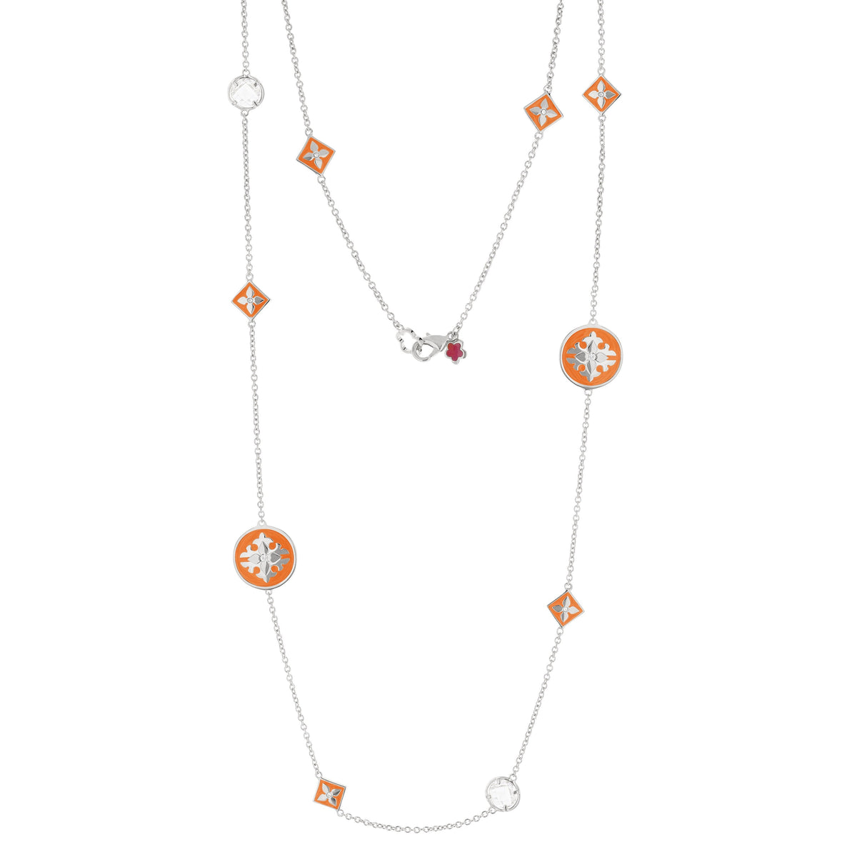 Mandarine Oriental necklace by Lauren G Adams with orange square charms on silver chain on Tampa Home & Garden Store