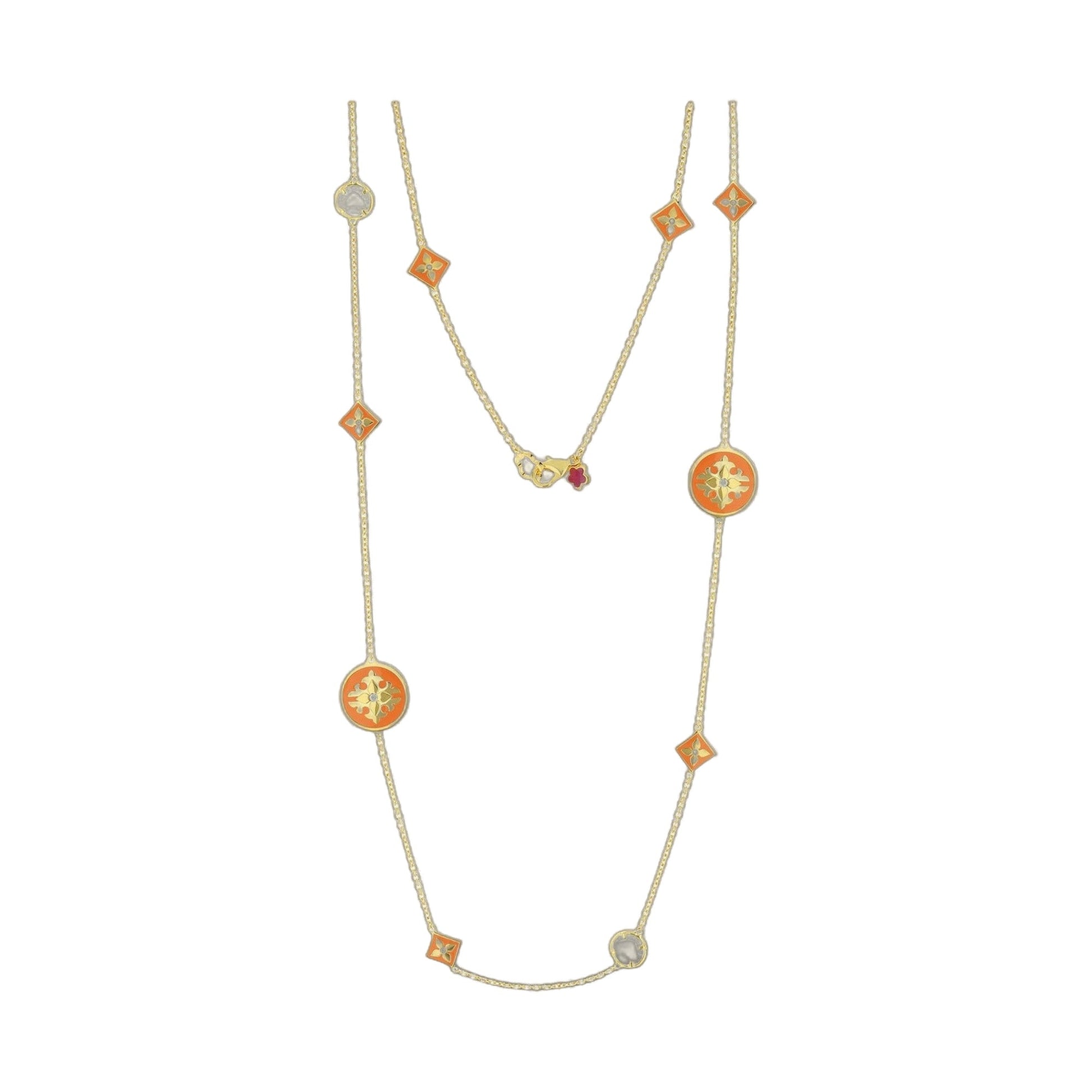 Mandarine Oriental Necklace Lauren G Adams gold-tone chain with orange charms and medallions on Tampa Home & Garden Store