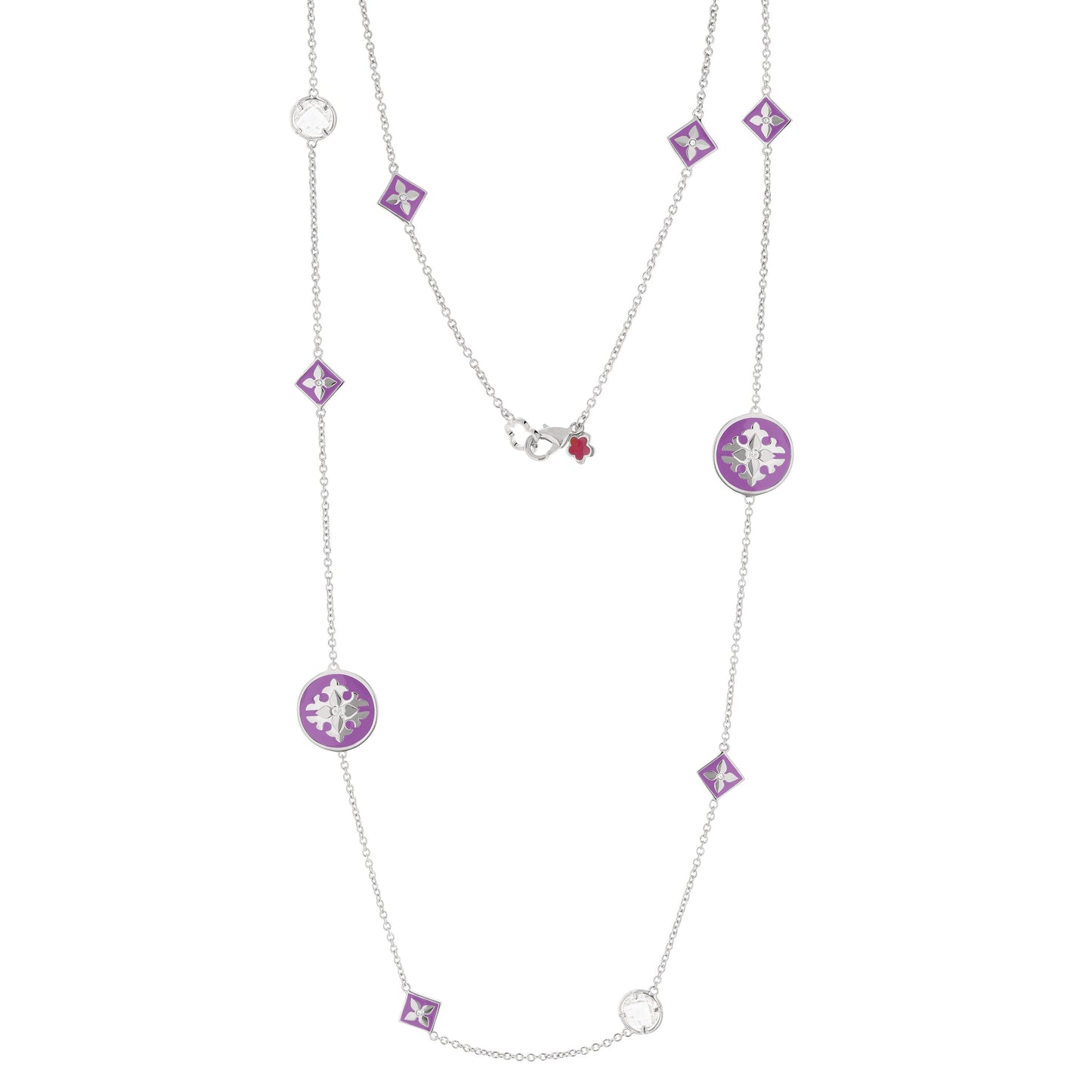 Mandarine Oriental Necklace with purple enamel charms on silver chain by Lauren G Adams on Tampa Home & Garden Store