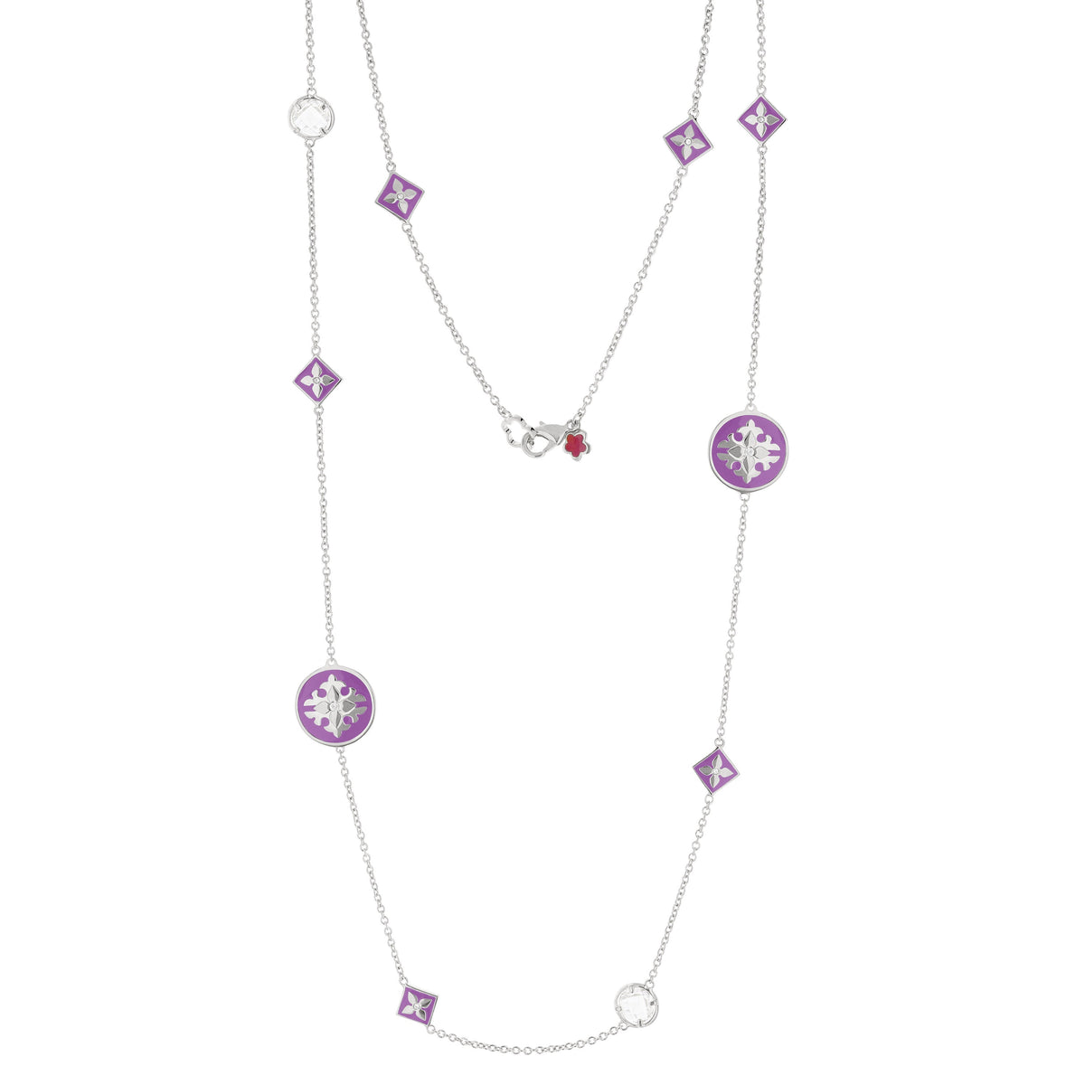 Mandarine Oriental Necklace with purple enamel charms on silver chain by Lauren G Adams on Tampa Home & Garden Store