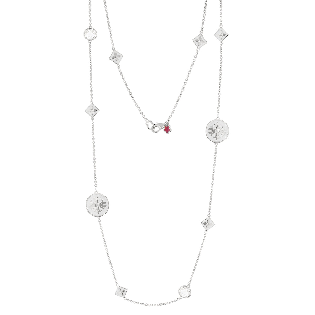 Mandarine Oriental Necklace by Lauren G Adams with square floral charms and round pendants on Tampa Home & Garden Store
