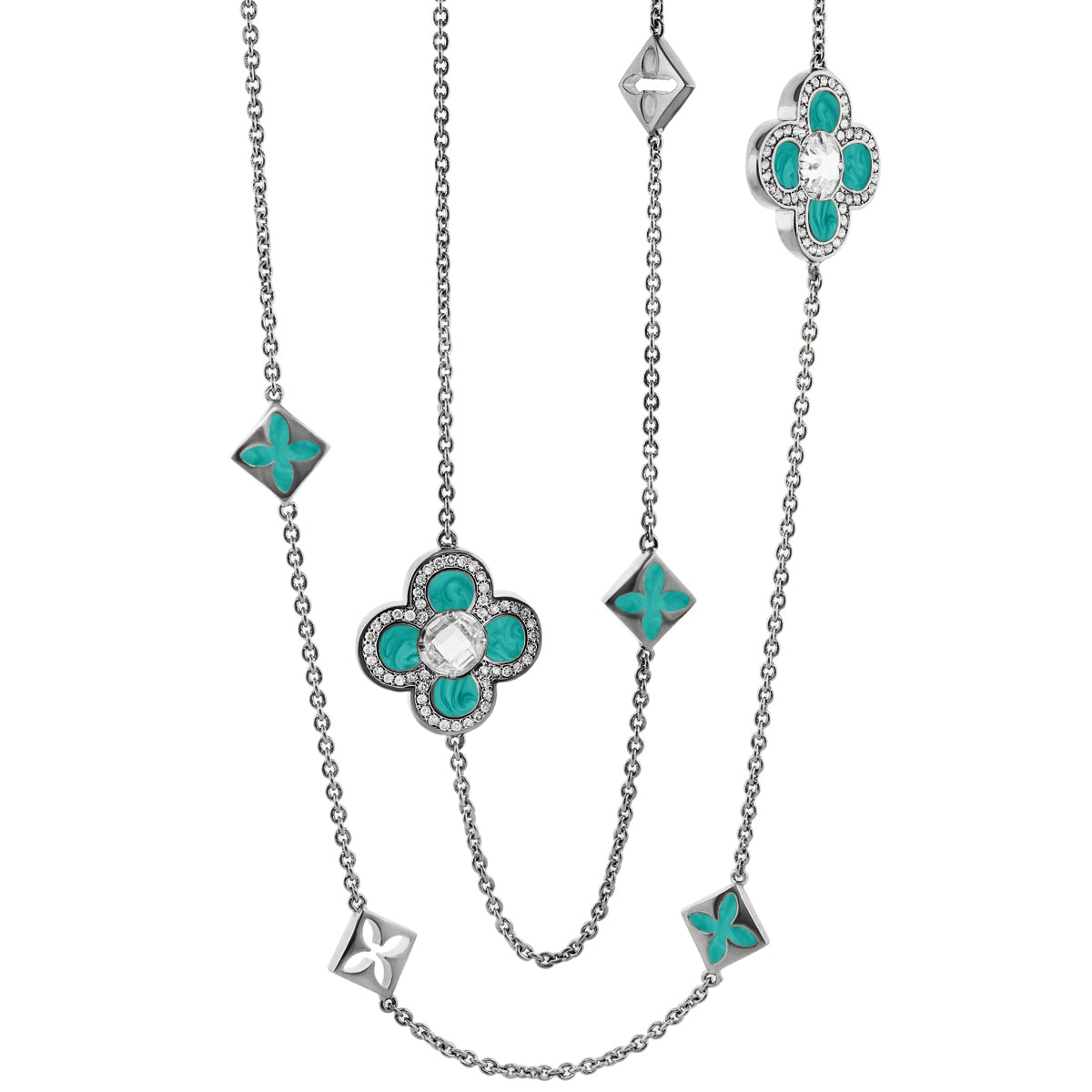 Black Floral Clover Necklace and the Gold Chain