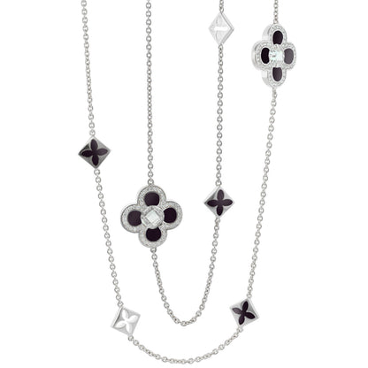 Black Floral Clover Necklace and the Gold Chain