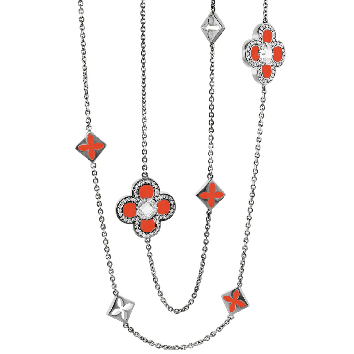 Black Floral Clover Necklace and the Gold Chain