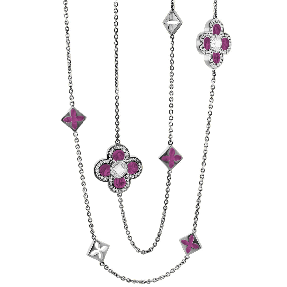 Black Floral Clover Necklace and the Gold Chain
