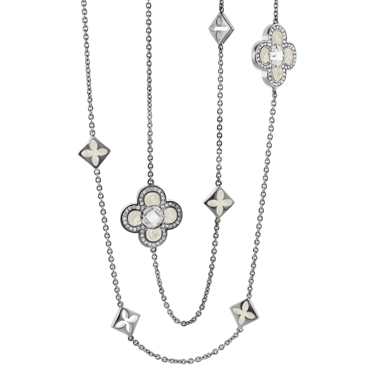 Black Floral Clover Necklace and the Gold Chain