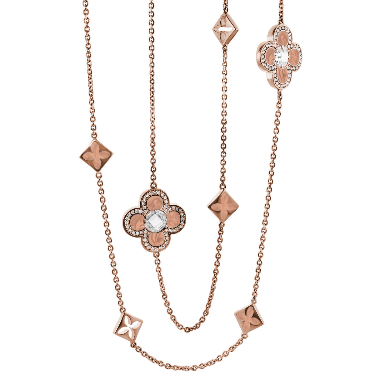 Black Floral Clover Necklace and the Gold Chain