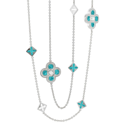 Black Floral Clover Necklace and the Gold Chain