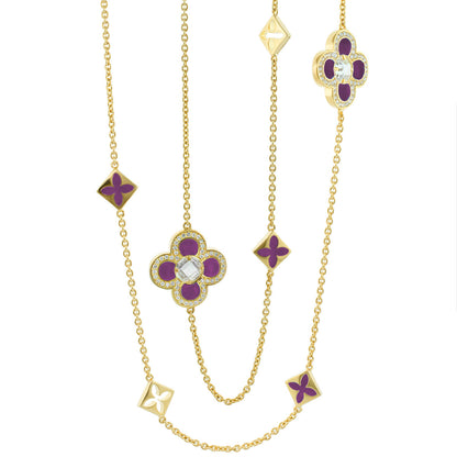 Black Floral Clover Necklace and the Gold Chain