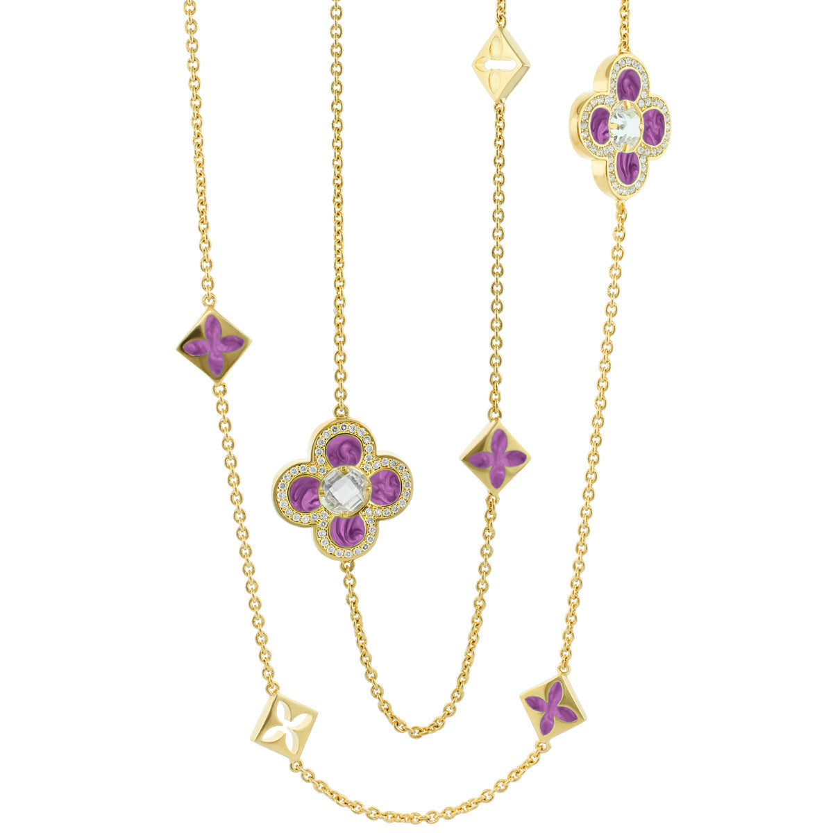 Black Floral Clover Necklace and the Gold Chain