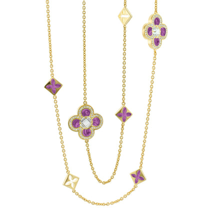 Black Floral Clover Necklace and the Gold Chain