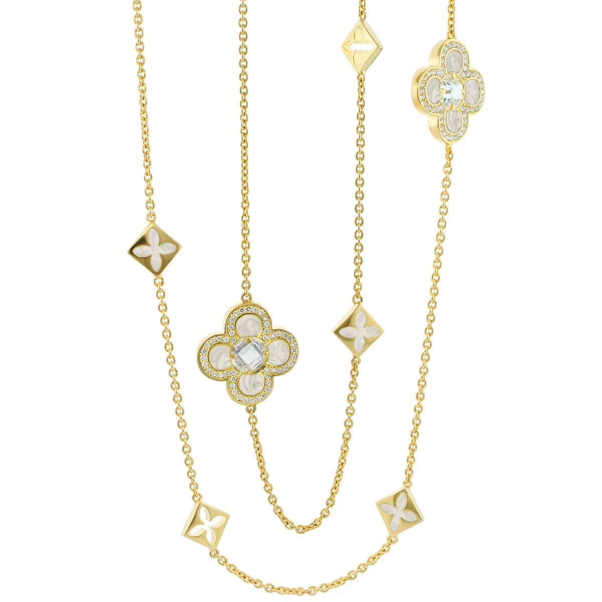 Black Floral Clover Necklace and the Gold Chain