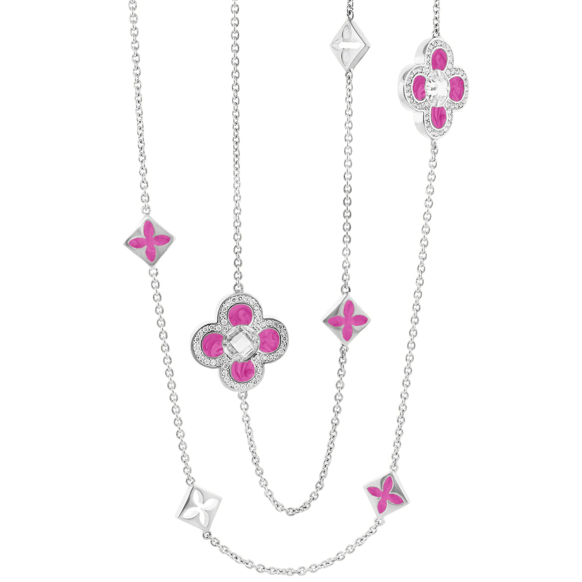 Black Floral Clover Necklace and the Gold Chain