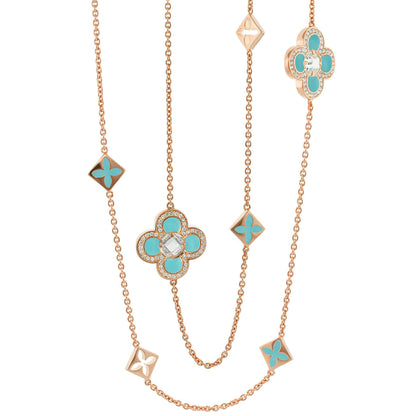 Black Floral Clover Necklace and the Gold Chain