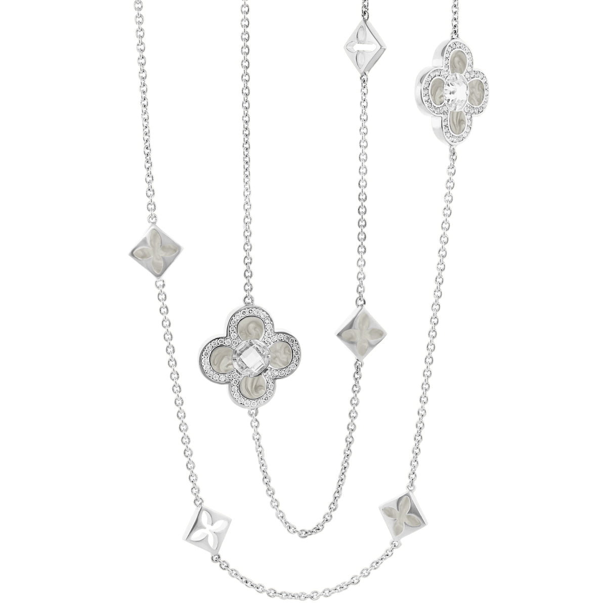 Black Floral Clover Necklace and the Gold Chain