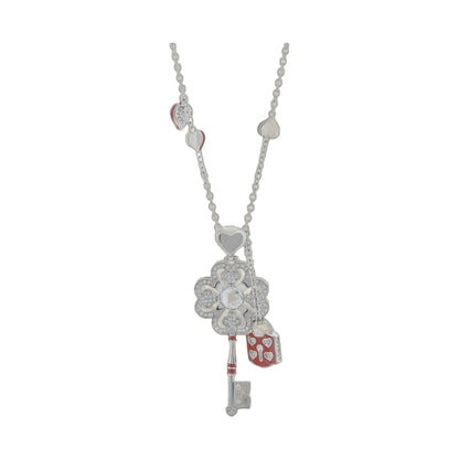 Fun Key Necklace by Lauren G Adams, silver-tone pendant with heart charms on Tampa Home & Garden Store