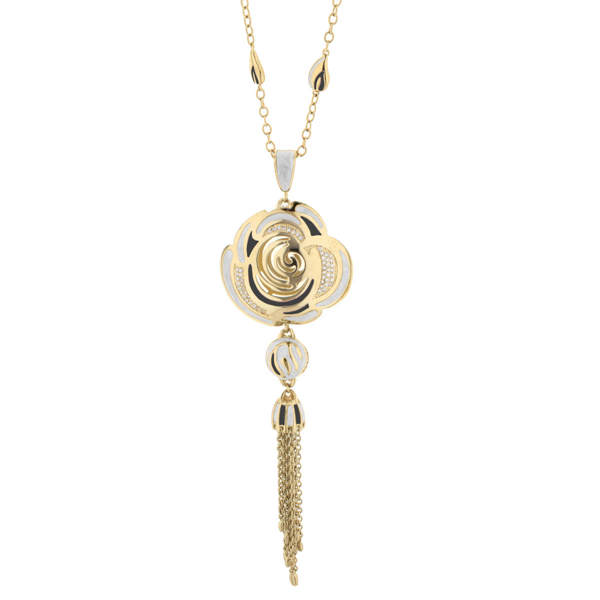Roses Are Red pendant necklace gold-tone with enamel accents tassel drop Lauren G Adams on Tampa Home & Garden Store
