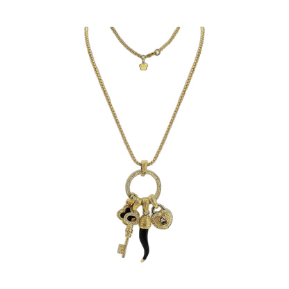 Lucky Charms Necklace by Lauren G Adams, gold-tone chain with a multi-charm pendant and LGA tag on Tampa Home & Garden Store