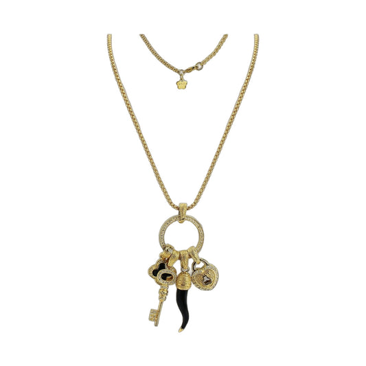 Lucky Charms Necklace by Lauren G Adams, gold-tone chain with a multi-charm pendant and LGA tag on Tampa Home & Garden Store